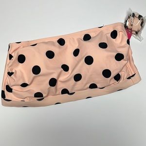 NWT PINK/ BLACK POLKA DOT BANDEAU BIKINI TOP 18W